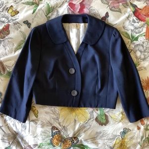 Vintage 1950’s Retro Navy Bullock’s Wilshire Sportswear Short Cropped Jacket
